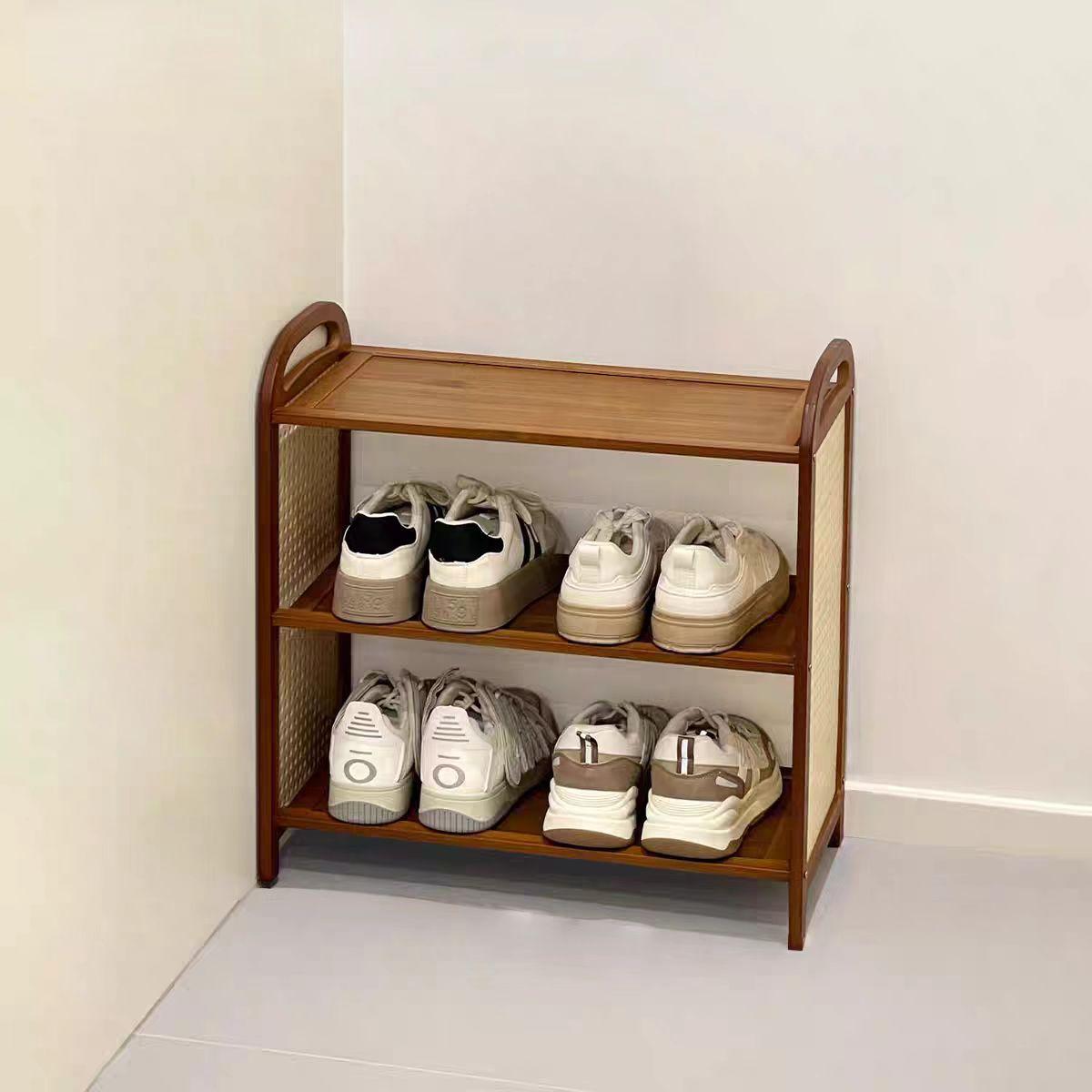 3-Tier Bamboo Shoe Rack, Multi-Layer Stand-Up Organizer, Ideal for Entryway, Hallway, Bedroom Closet, Space-Saving Design, Modern Shoe Organizer, Wooden Shoes Rack