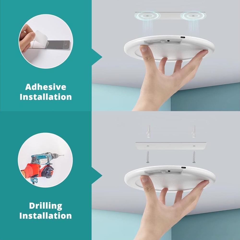 2-Piece Rechargeable Ceiling Lights, LED Three-Tone Dimmable, Wireless Installation, Remote Control, Ideal for Hallway, Closet, Office