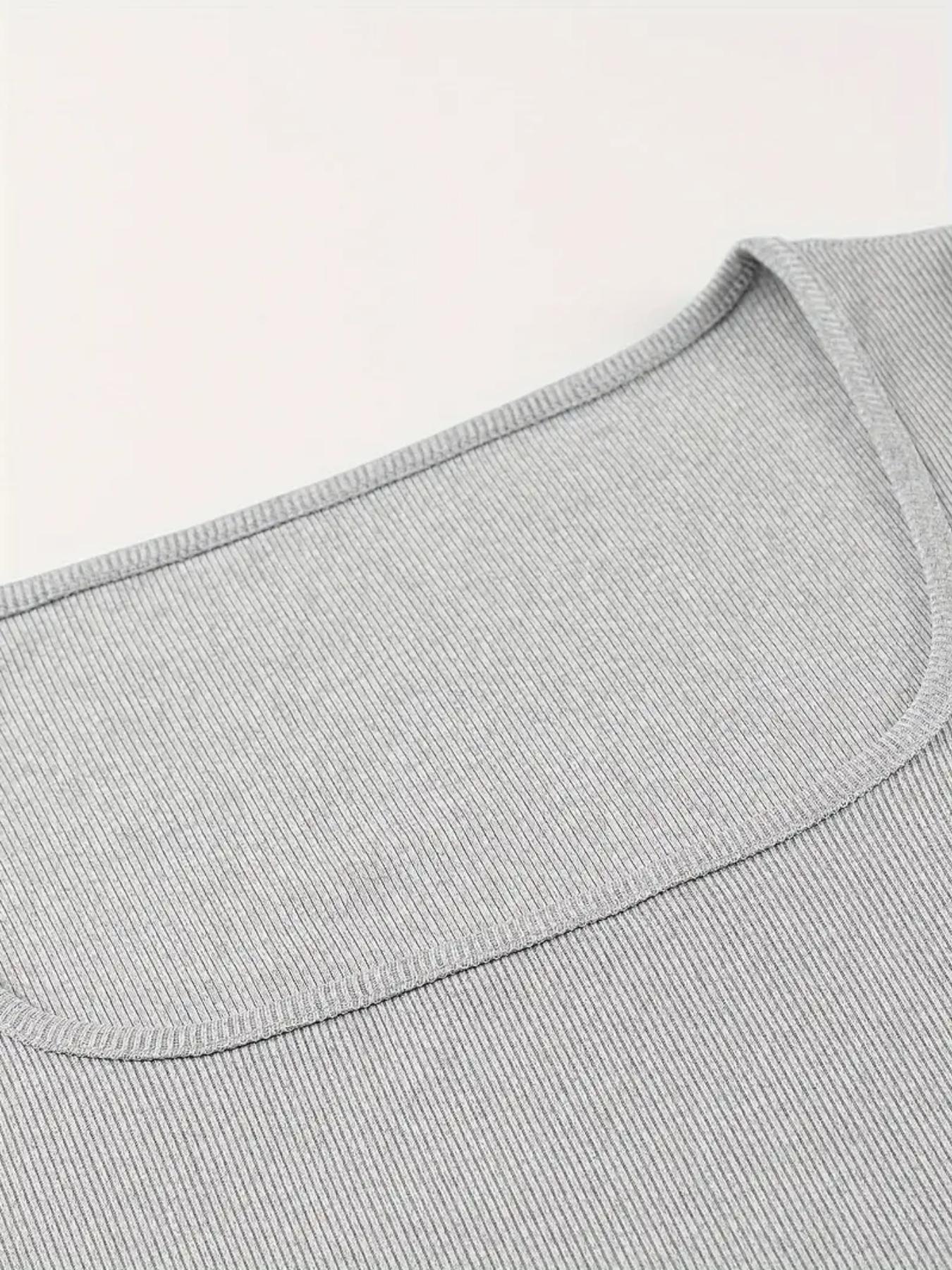 Women's Solid Scoop Neck Ribbed Bodycon Dress, Casual Long Sleeve Long Dress for Fall & Winter, Women's Clothing for Daily Wear