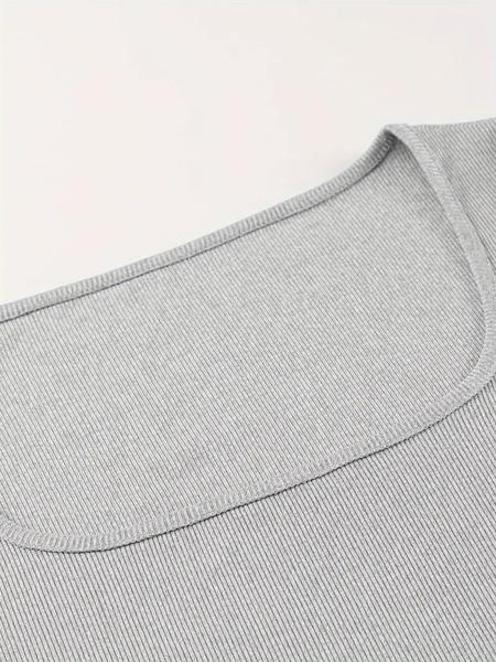 Women's Solid Scoop Neck Ribbed Bodycon Dress, Casual Long Sleeve Long Dress for Fall & Winter, Women's Clothing for Daily Wear