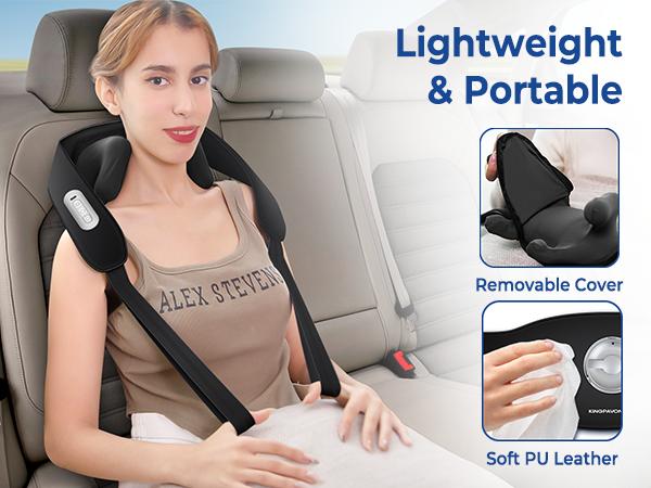 KingPavonini Neck New upgraded neck and shoulder massager,  the sixth generation 6D Shiatsu  massage the trapezius muscle, deep tissue, relieve neck and shoulder pain Comfort with Adjustable Width and Voice Prompt, Wireless Back Massager with Heat