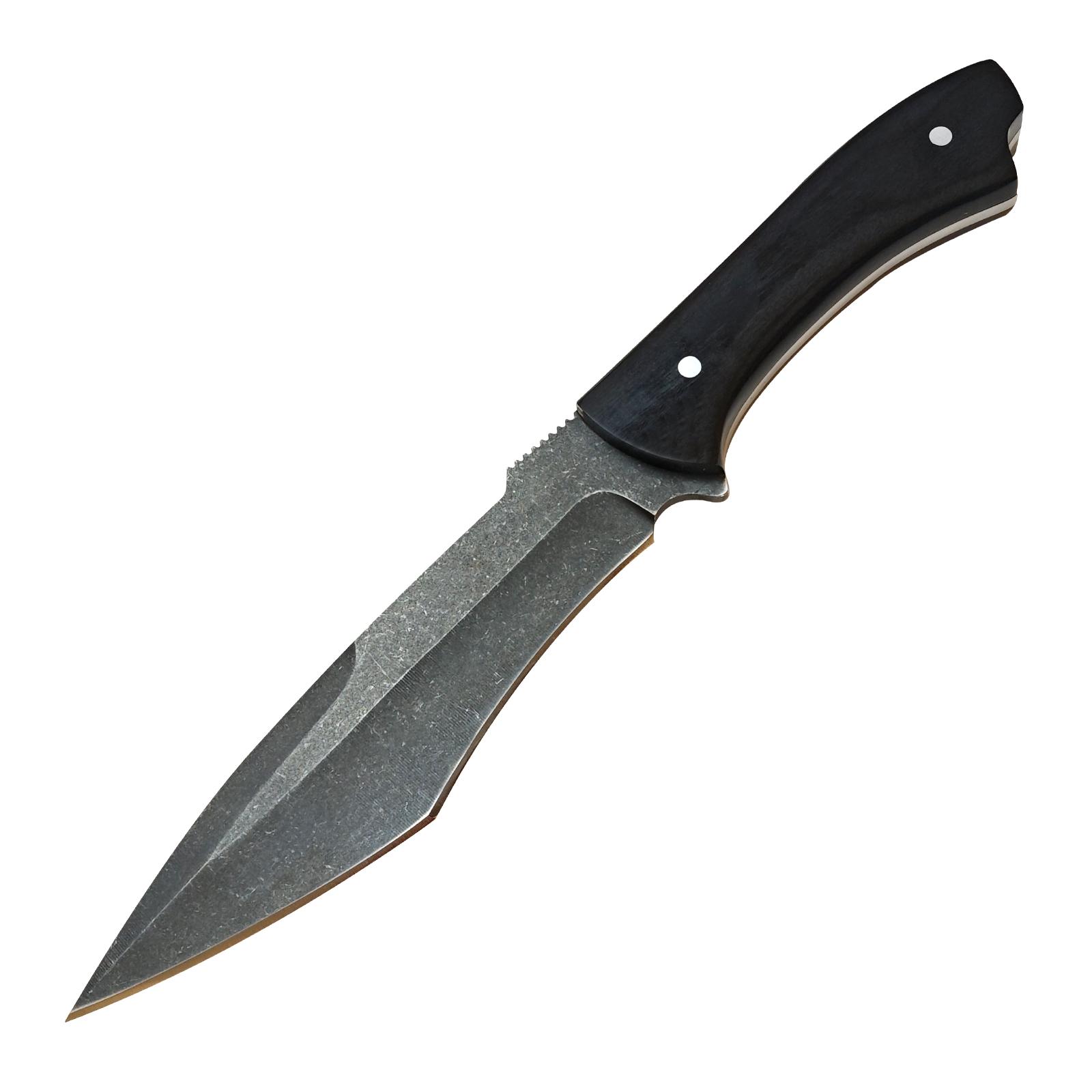 High-carbon steel knife A meat cleaver for professional .fruit cutting， It has a fixed blade and comes with a  sheath. The blade surface is stone-washed, making it sturdy and durable. The handle is comfortable and ergonomically designed, fathersdaygifts