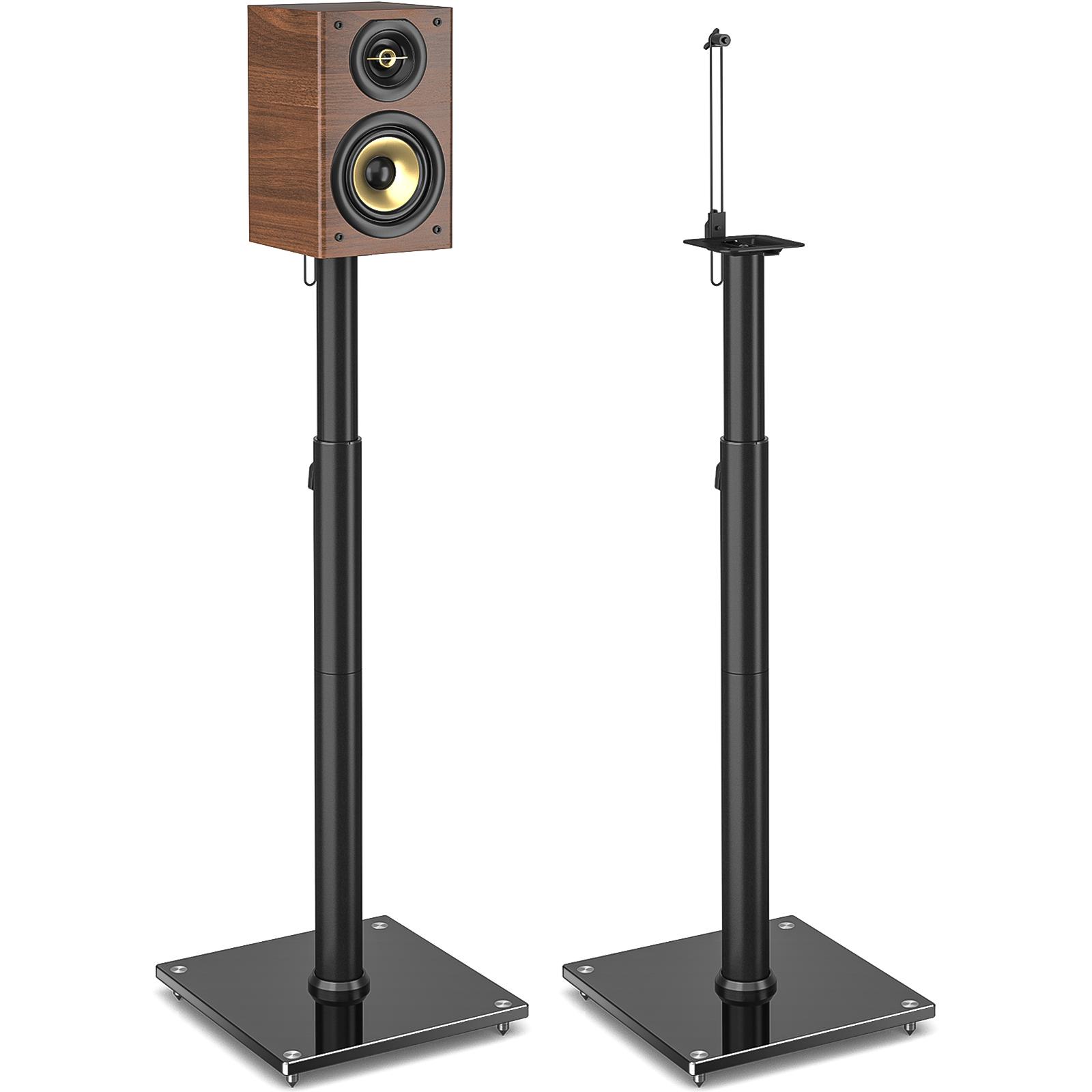 Rfiver Universal Speaker Stands Pair for Surround Sound, 32" to 43" Height Adjustment Bookshelf Speakers Stand Each Holds 11lbs Speaker, Floor Speaker Stand Built-in Cable Management, Black, 1 Pair