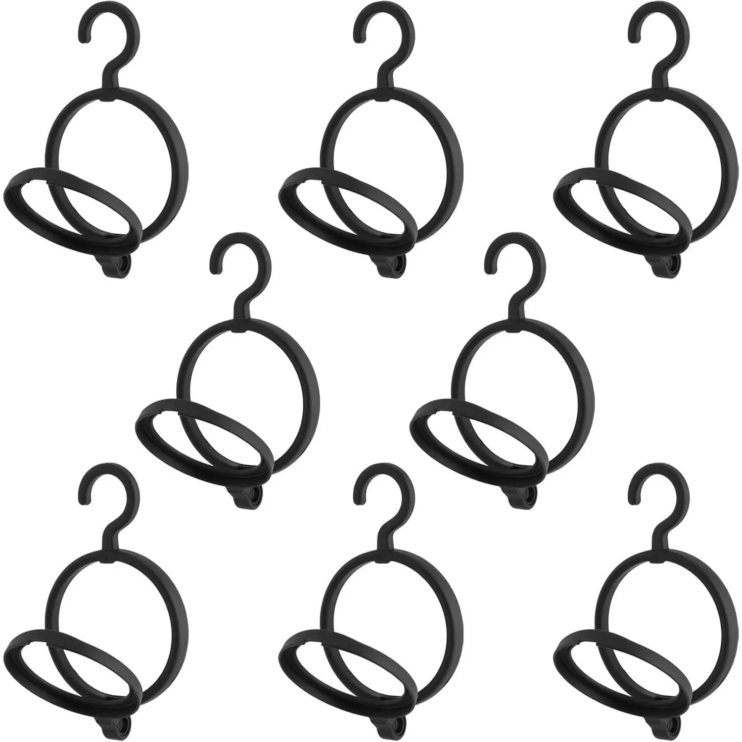 8 PCS Hanging Wig Stand, Plastic Wig Hanger, Portable Black Wig Hooks for Wigs and Hats Storage, Display