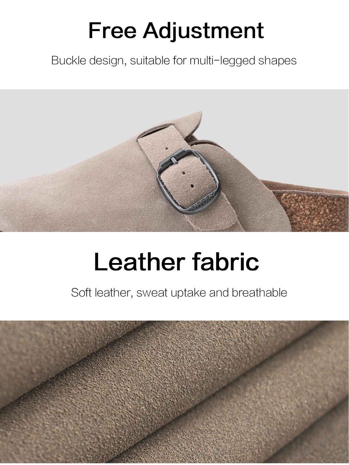 FITORY Breathe I | Men’s Clogs Men’s Potato Shoes Fashion Suede Leather Shoes with Adjustable Straps with Arch Support