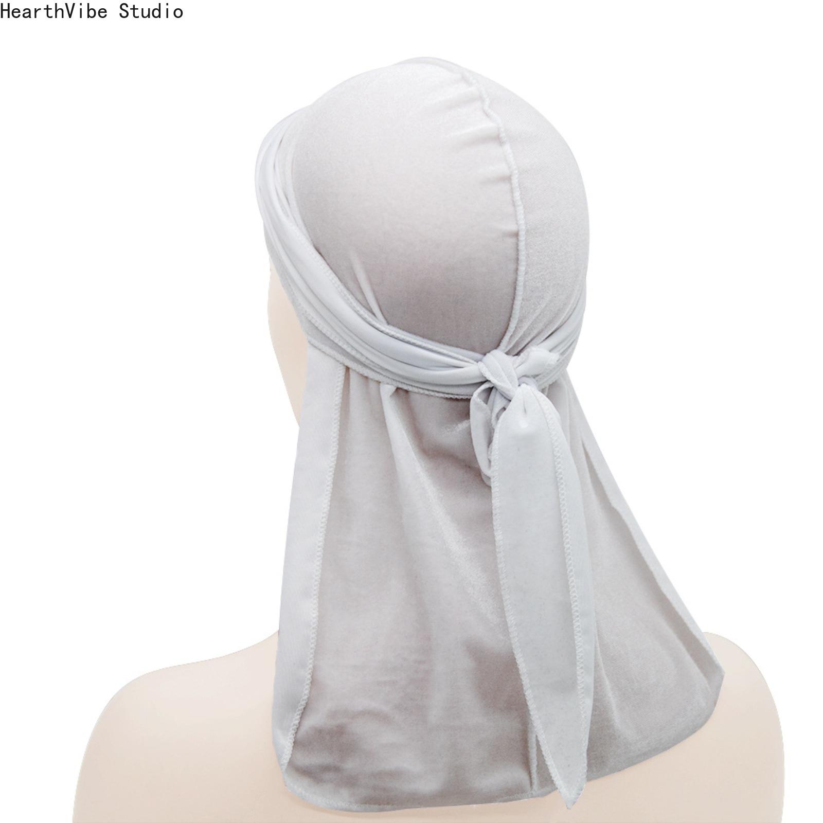 Premium Velvet Durag with Silk Satin Lining, Oversized 360 Wave Cap, 40-in Extra Long Tails, Adjustable Headwear, Hip Hop Wave Locking Unisex Streetwear Accessory for Men, Compression Headwear