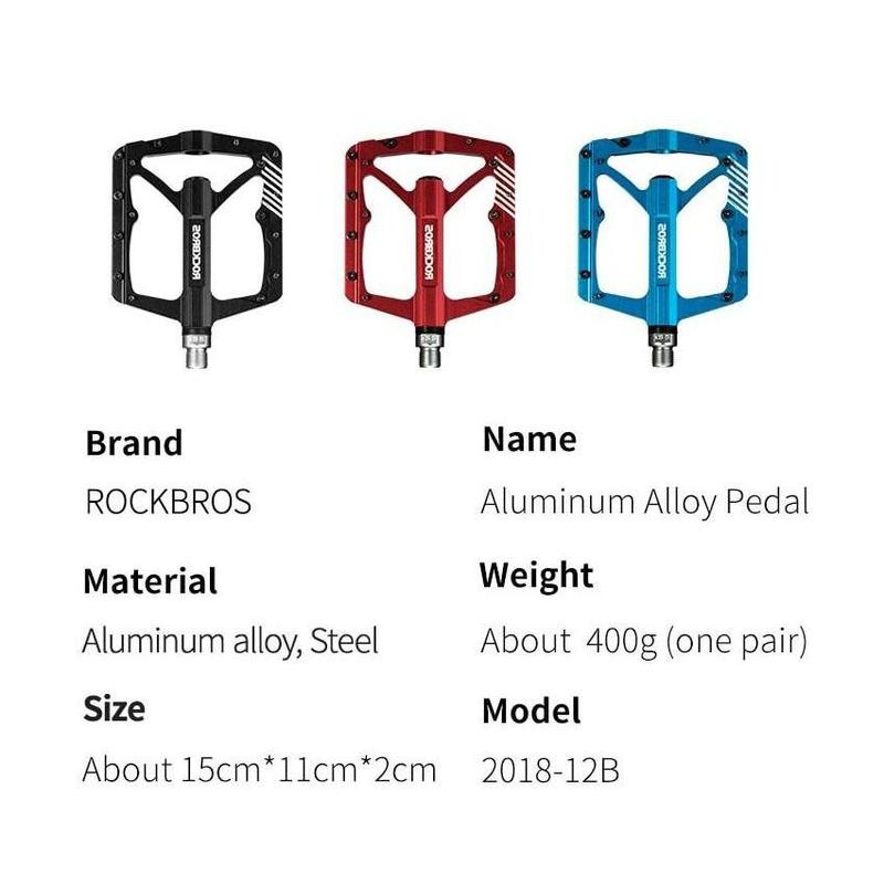 ROCKBROS Pedals Bicycle Aluminum Alloy Sealed Bearing Pedal Ultralight Non Slip Waterproof Mountain Bike Road Bike Pedal Cycling Accessories