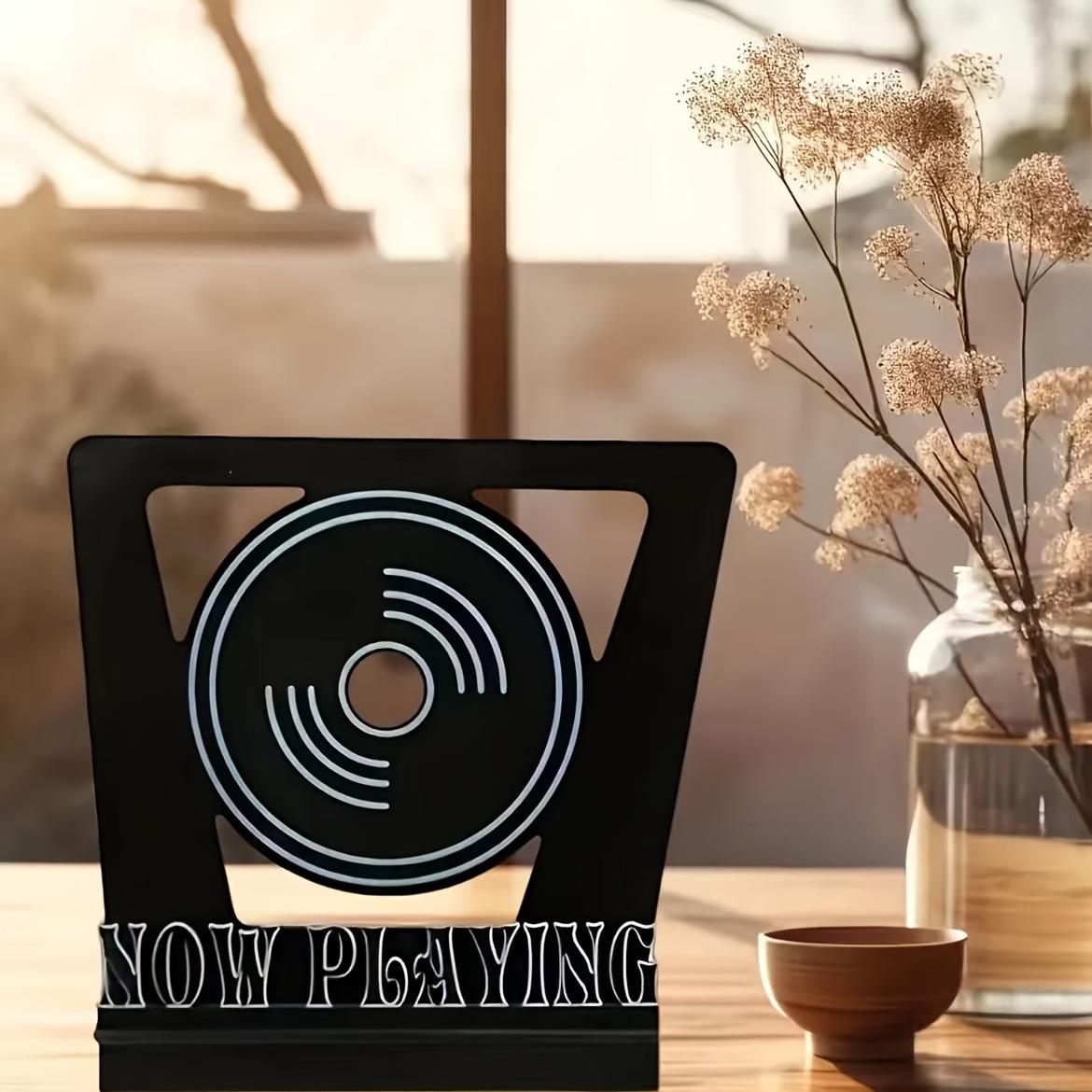 Wooden Vinyl Record Rack, Cool Design Holds 5-7 Covers, Display Lps CD DVD, Ideal Gift, Stylish Storage Solution, Display Riser