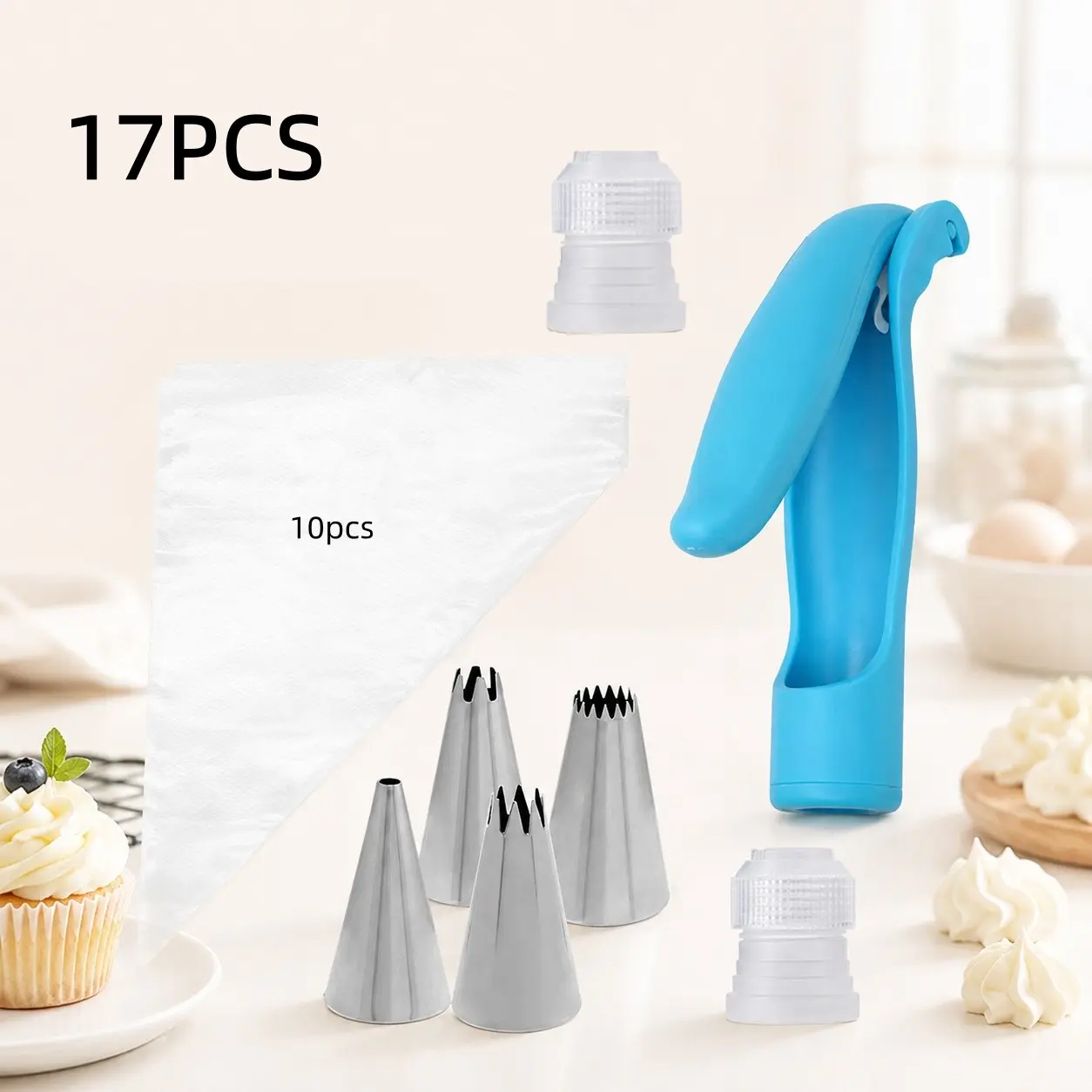 17-Piece Cream Piping Set, Easy-To-Use Cake Decorating Tools, Perfect for Buttercream Frosting, Baking Accessories, Cookie Piping Kit, Piping Tips
