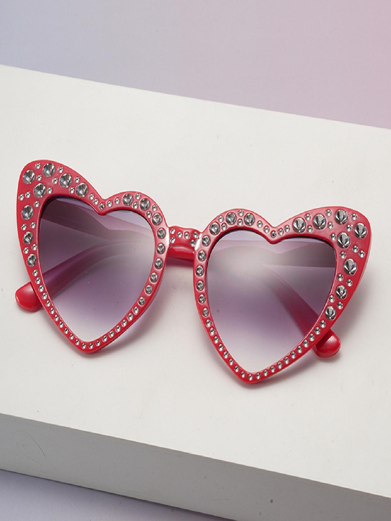 Women's Fashion Heart-Shaped Full Frame Glasses, Lightweight Luxury Style with Faux Pearls Design, Trendy Decorative Eyewear