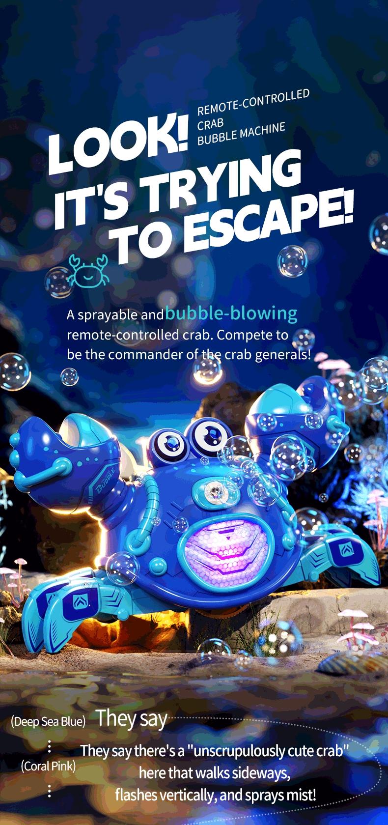 2.4g Remote Control Crab Toy with Music, 360 Degree Rotation, Interactive Bubble Toy, Colorful Lights, Birthday Gift for Kids Ages 8-10