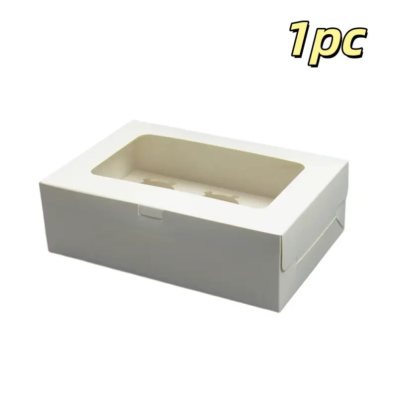 20/15/10/5/1pcs Minimalist White Paperboard Cupcake Packaging Boxes, 2/4/6 Pack Square Clear View Window Cupcake Holders.needoh.paper plates