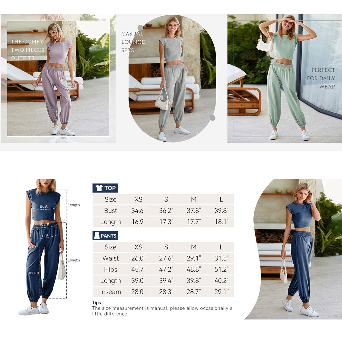 UANEO Women's Two-Piece Casual Suit Short Top With Sports Pants Sportswear With Pockets Lady Comfort Minimalist #TikTokShopBacktoSchool