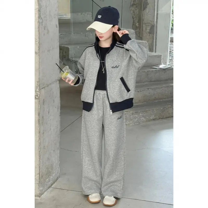 Girls Fashion Casual Gray-Black Tracksuit Set- Youngsters Clothes Girls, Girls Outfit Sets |     Teen Girl Clothes, Fall Outfits for Girls, New Year Giftteen Girl Clothes, Perfect for Outdoor, for Teenager