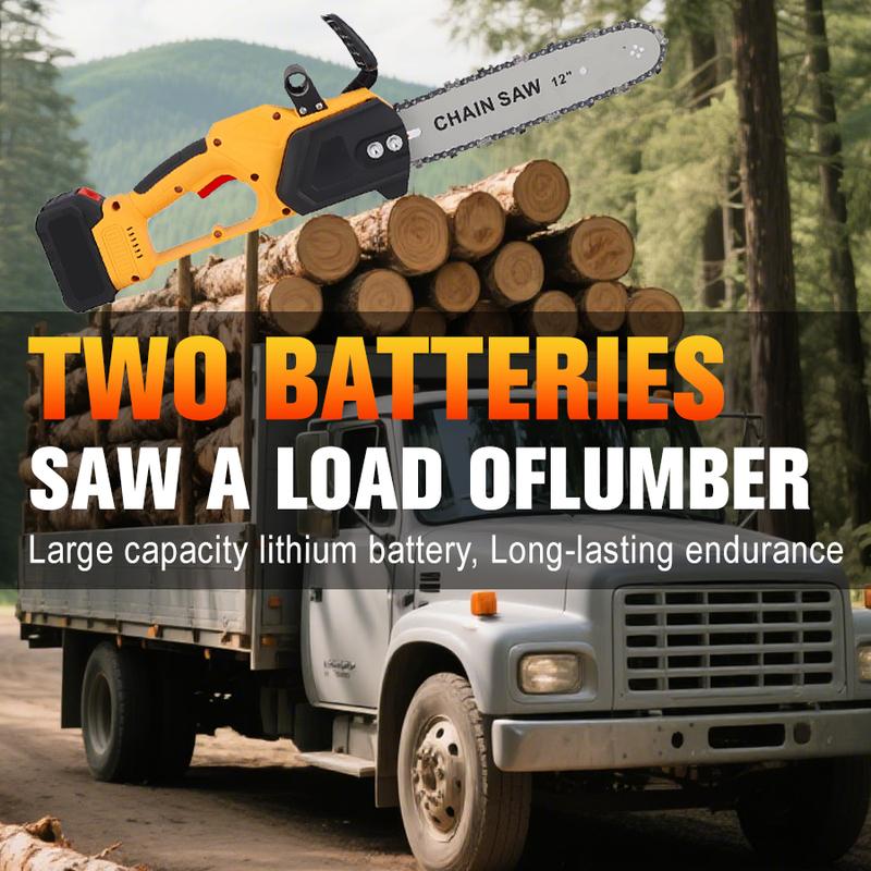 12 inch Chainsaw Cordless,Handheld Electric Power Chain Saw with Battery for Tree Trimming Wood Cutting, Best Gifts for Father, Dad, Husband, Men