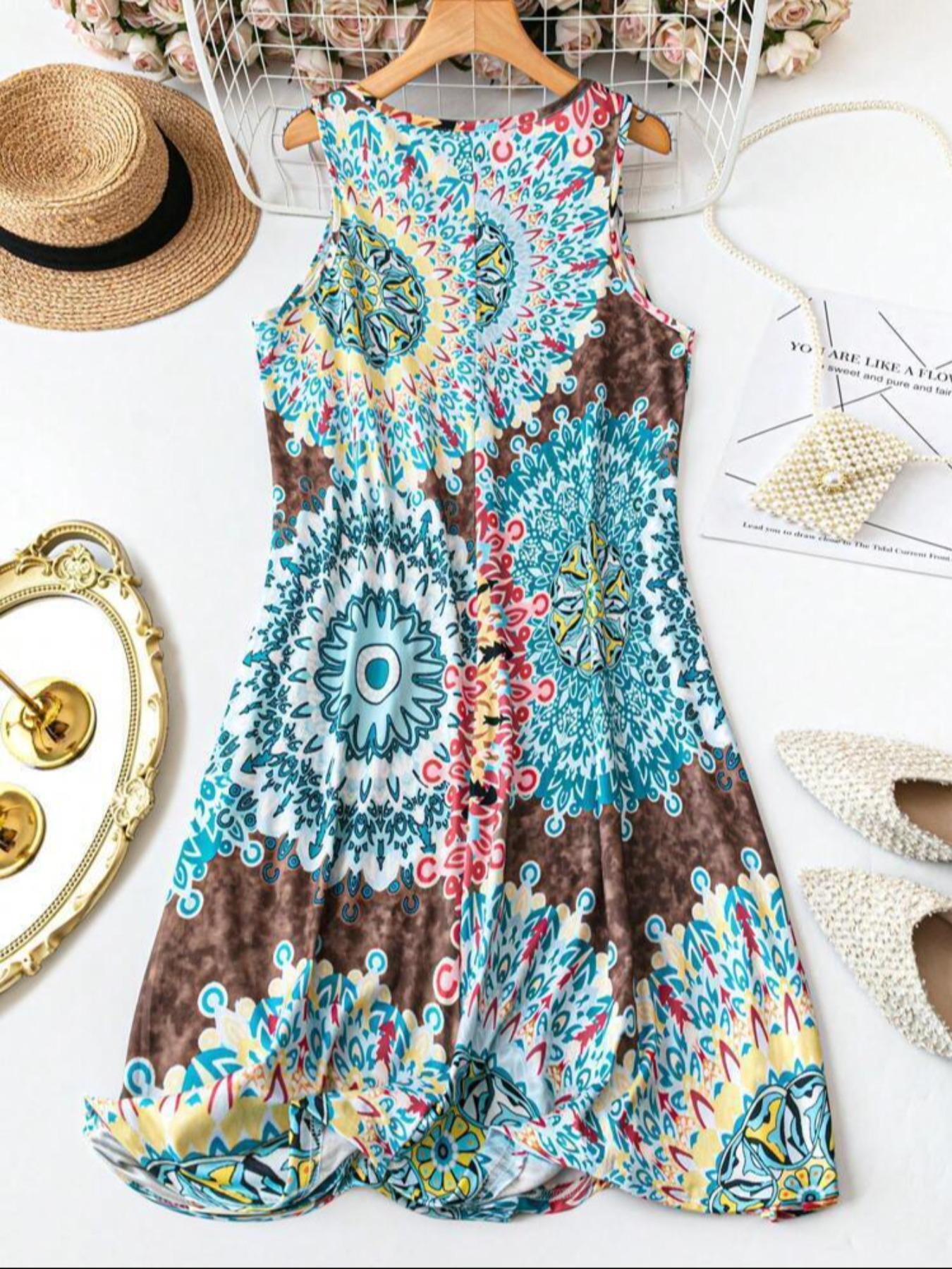 Women's Plus Size All Over Print Tank Dress. Casual Basic Sleeveless Dress. Comfortable and Stylish. Perfect for Vacation and Home Use. Boho. Bohemian Women's Plus Size All Over Print Tank Dress. Casual Basic Sleeveless Dress. Comfortable and Stylish. Perfect for Vacation and Home Use. Boho. Bohemian