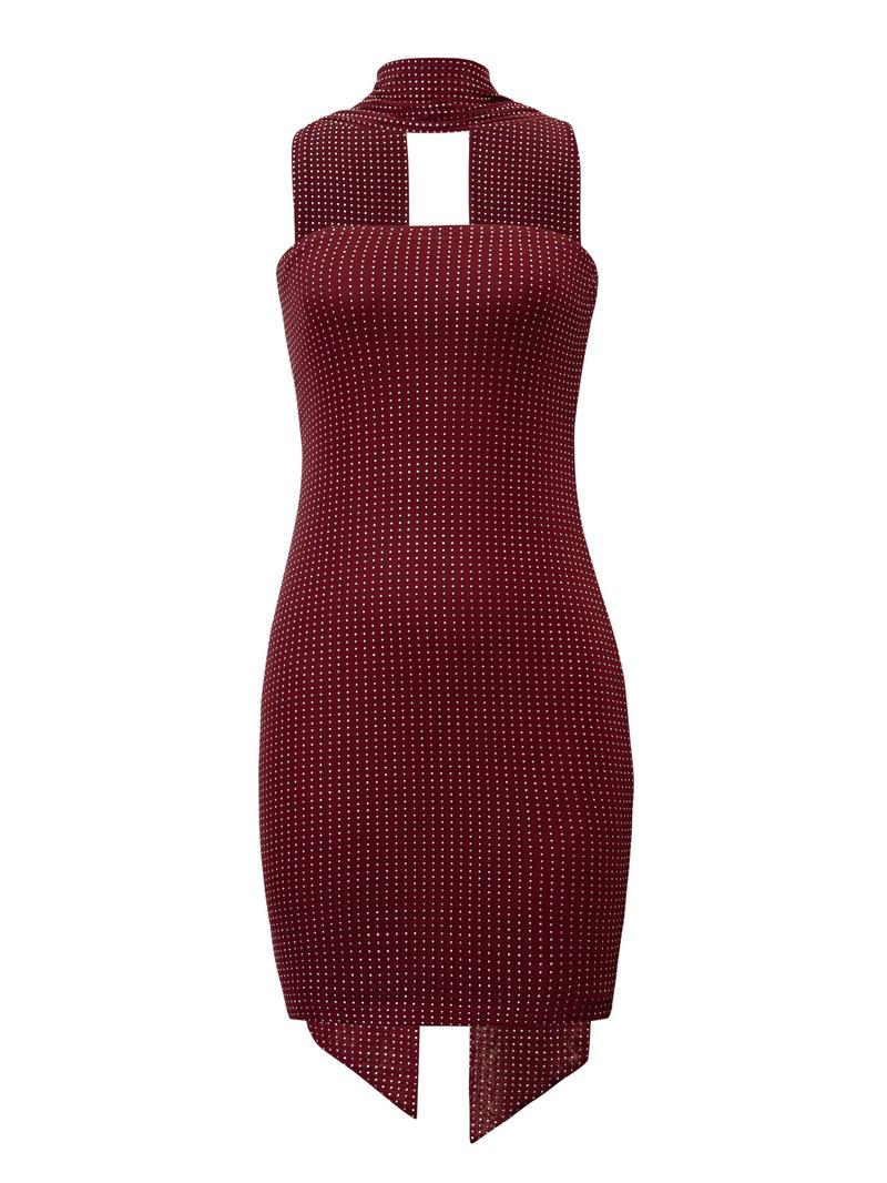 Fashion Elegant Sexy Halter Bodycon Dress, Slim-Fitting Sleeveless Short Dress, Plain Style for Women, Perfect for Parties and Events