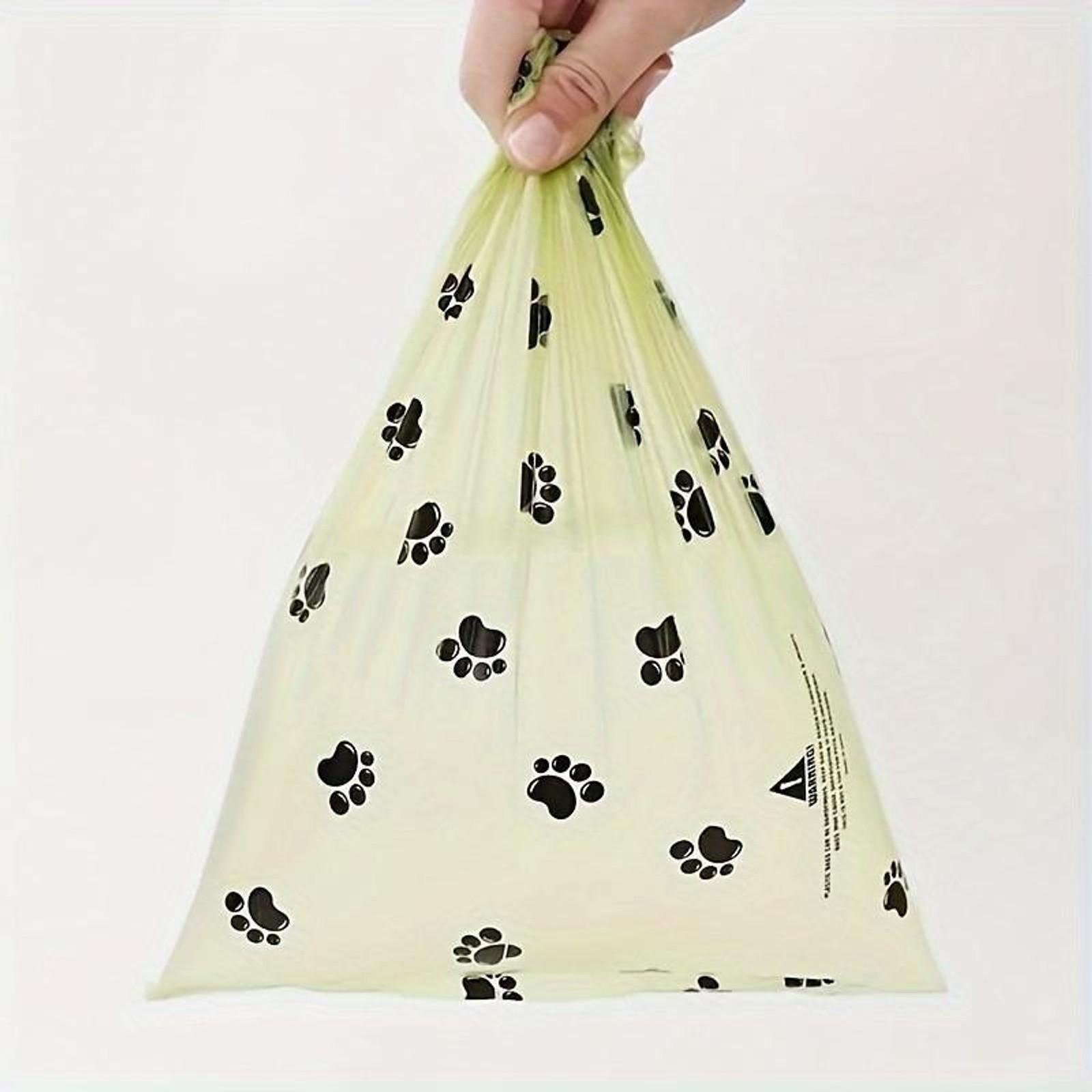 Dog Waste Bag with Paw Print Design, 14 Rolls Leak-proof Poop Bag, Durable Plastic Poop Bags for Pet Cleanup & Outdoor Use, Stretchable Litter Scooper