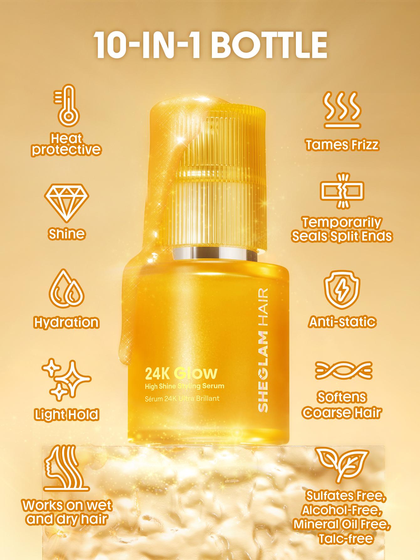 SHEGLAM HAIR-24K Glow High Shine Styling Serum-50ml-Effortlessbeauty-Productosdecabello- Coachella
