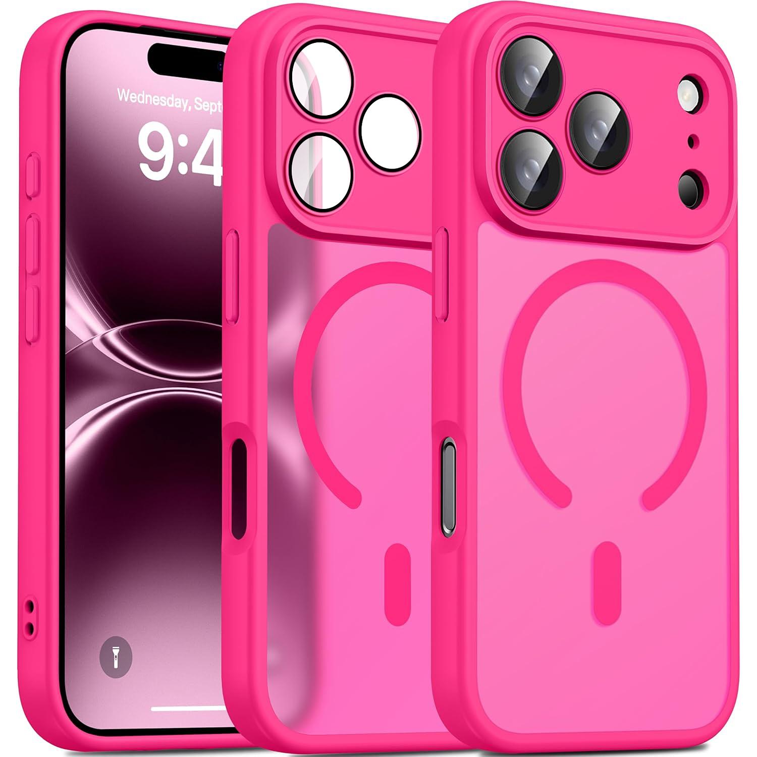 Designed for iPhone 17 Pro Max 16 15 14 13 12 11 Pro Max Air Plus Case Cover, Compatible with Magnet, [Camera Protection] Protective Shockproof Translucent Matte Anti-Slip Phone Case Support Wieless Charging