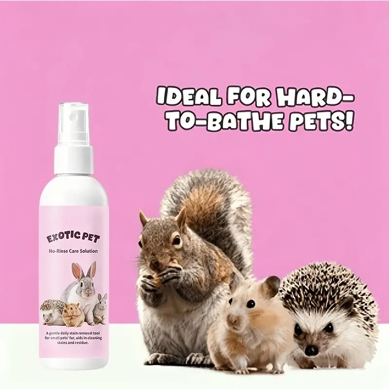Exotic pet wash free care liquid hamster rabbit hedgehog chinchilla universal dry cleaning spray mild odor free daily cleaning products