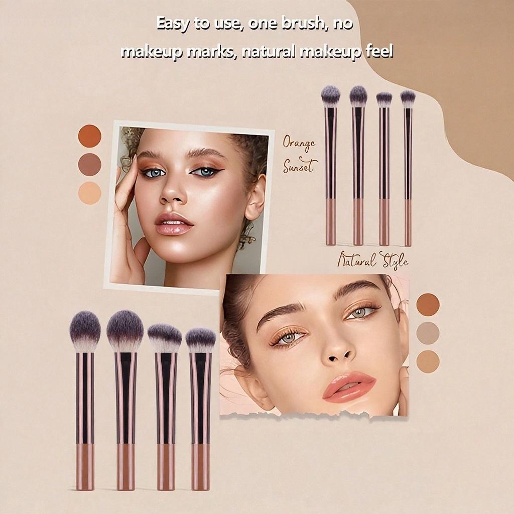 New Makeup Brush Set with 2 Leather Cases and 2 Beauty Sponges, 14 Animal Hair Brushes, Essential Daily Makeup Tool, Makeup Brush Kit