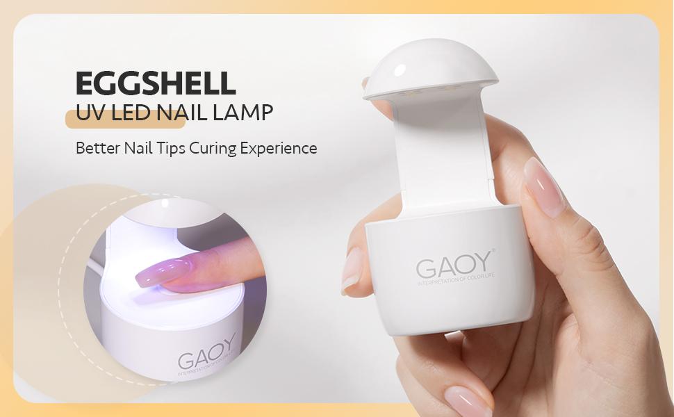 GAOY Mini UV Light for Gel Nails, Small Curing Light, Eggshell LED Nail Lamp, Fast Curing, White