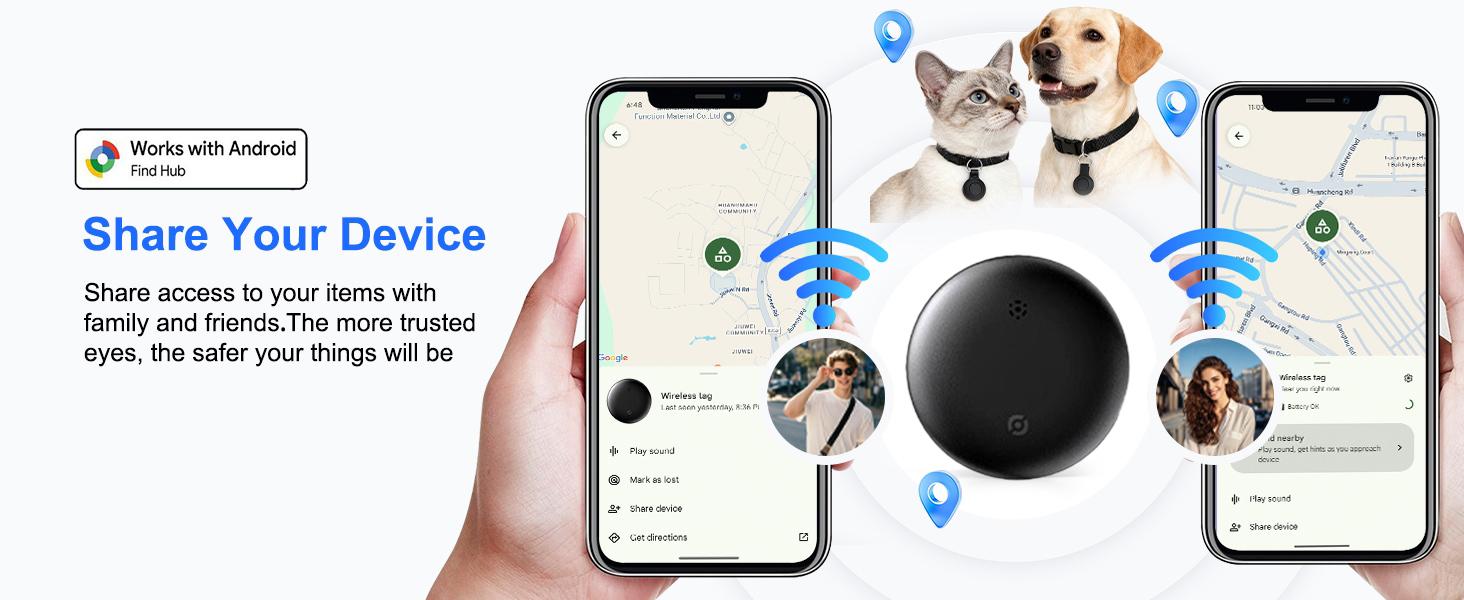 Android tracker tag, Google certified smart tracker, with silicone shell, Wireless Tag, can be used with Google Find hub, can store keys, luggage, backpacks, pets, IP67 waterproof and replaceable battery (Android only)