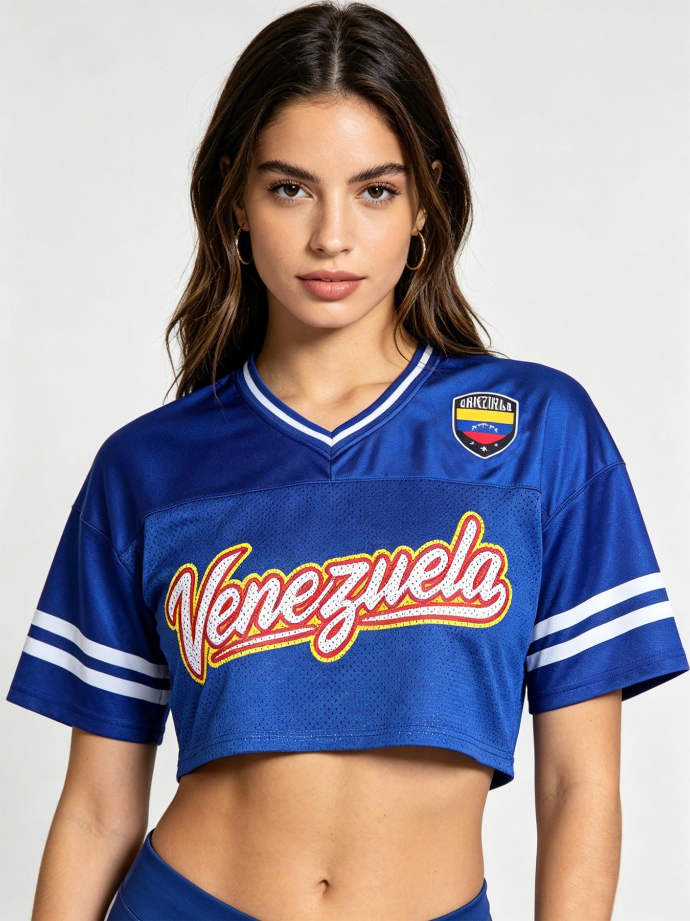 Women's Cropped Soccer Jersey Mesh USA Mexico Argentina Canada Portugal England Venezuela Dominicana Y2K Football Crop Top Casual Sporty Top Short Football Jerseys Casual Sports Jersey