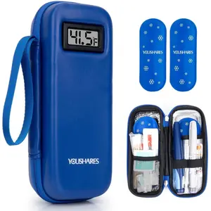 Insulin Cooler Travel Case with Temperature Display - Refrigerated Medicine Cooling Bag with 2 TSA Approved Ice Pack, Medication Pen Diabetic Supplies Organizer for Trip and Daily