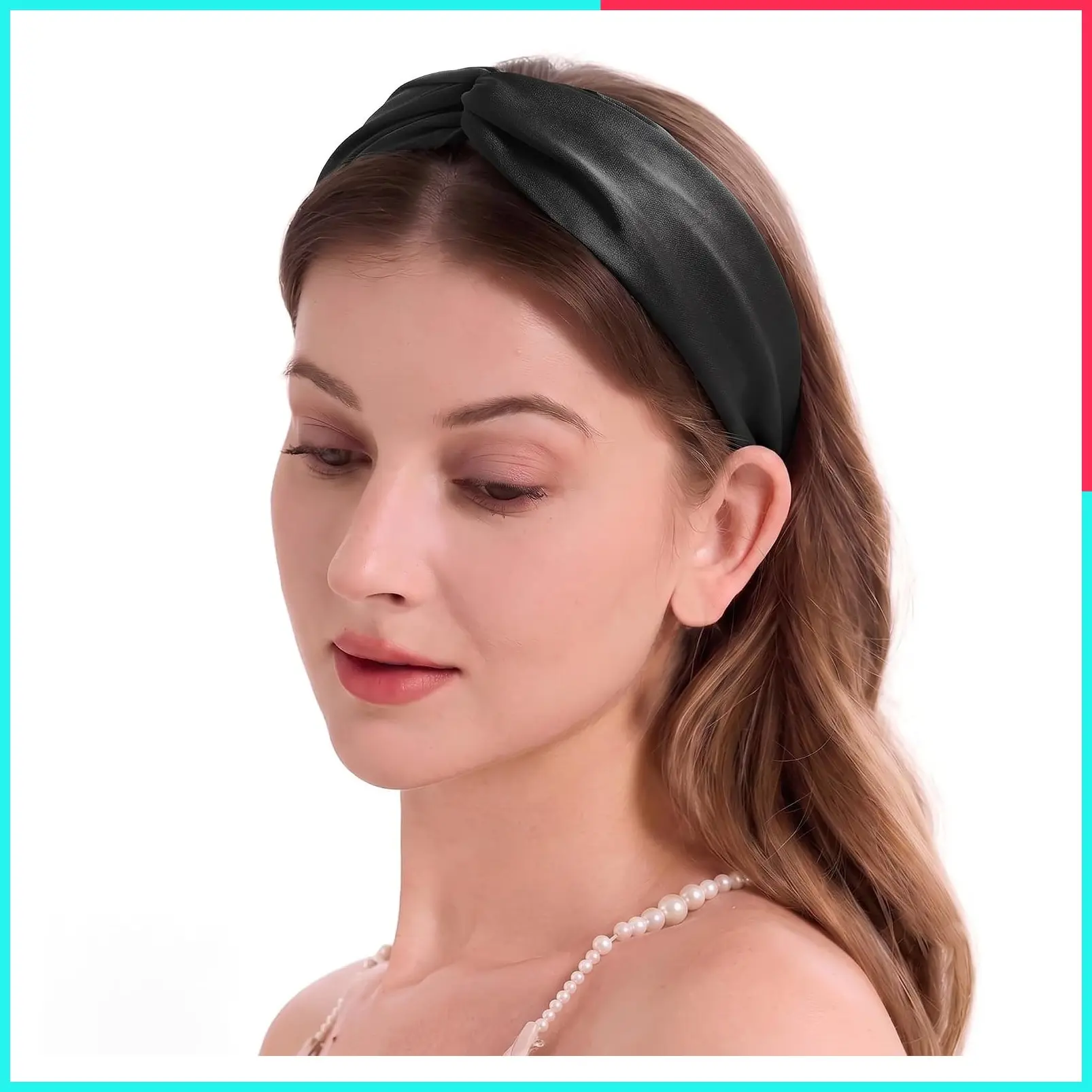 Mulberry Silk Headband for Women, Solid Black | Smooth Luxury Real Silk, Stretch Elastic No-Slip Fit, Makeup Spa Skincare Use, Travel Daily Wear, Boho Fashion Hair Accessory