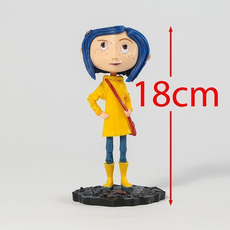 NECA Coraline in Striped Shirt / Yellow Raincoat 7" ABS/PVC Action Figure Toy Doll