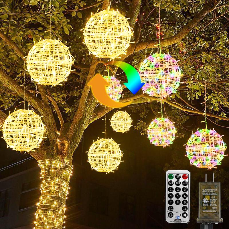 Color Changing Christmas Outdoor Ball Lights: 7.87-Inch Light Spheres, 11 Lighting Modes + 4 Dimming Levels, Remote Control + Timer Function, Waterproof and Durable Design, Perfect for Yard, Garden, Patio, Wedding, and Party Decorations, 4-Pack. Ornaments