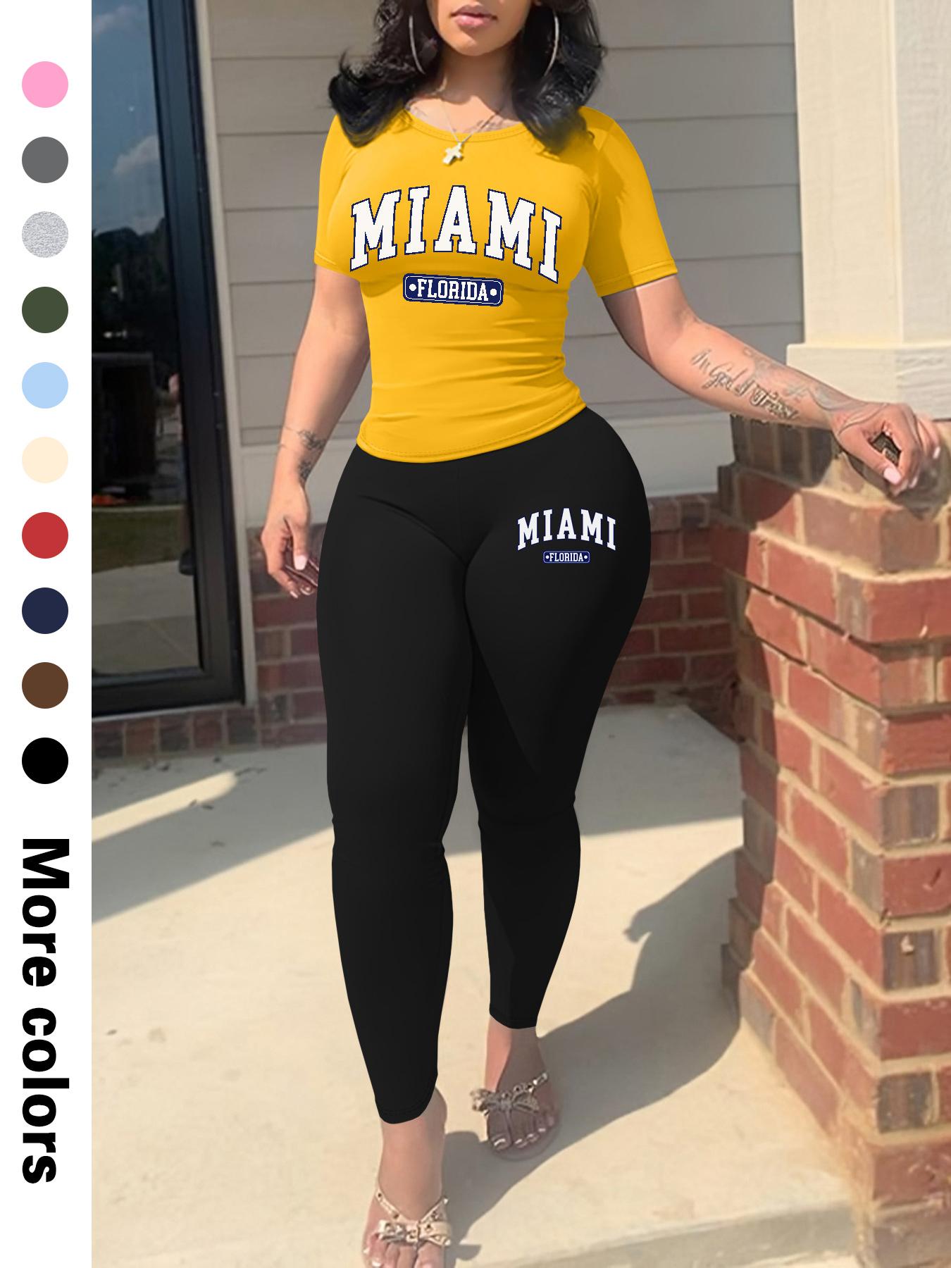 Two-Piece Set Women's Plain Crop Top & Skinny Pants, Casual Fashion Cozy Breathable for Daily Wear, Ladies Summer Clothes