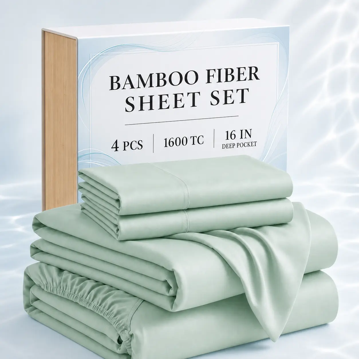 Extra Deep Pocket Cooling Sheets Set- Breathable & Cooling Bamboo Blended Bed Sheets-Sheet & Pillowcase Set, - Hotel Luxury Bed Sheet Set - Soft, Wrinkle Free & Comfy - Deep Pocket Twin/Full/Queen/King Sheet Sets