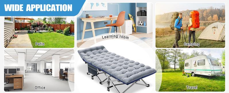 SLSY Folding Bed Cot with 3.3 inch 2 Sided Mattress, 75"x 28" Folding Sleeping Cot Guest Bed, Folding Camping Cots with Carry Bag