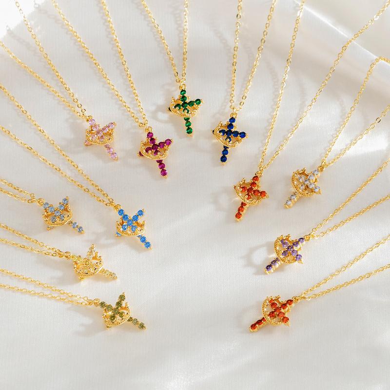 Dearmay Simple Crown & Cross Pendant Choker Necklace for Women & Men & Girls Pretty For Daily Clothing Decor Trendy All-match & Exquisite Fall BlackFriday Jewelry