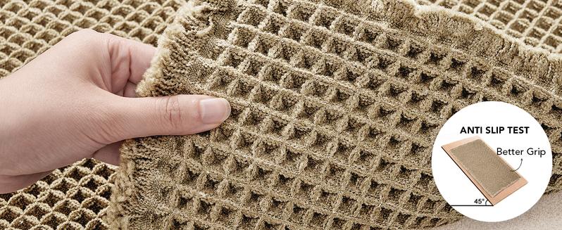 Deconovo Upgraded Boho Waffle Bath Mat - Super Absorbent, Non-Slip, Machine Washable Rug for Bathroom, Kitchen, Bedroom, Living Room, Hallway, and Entryways