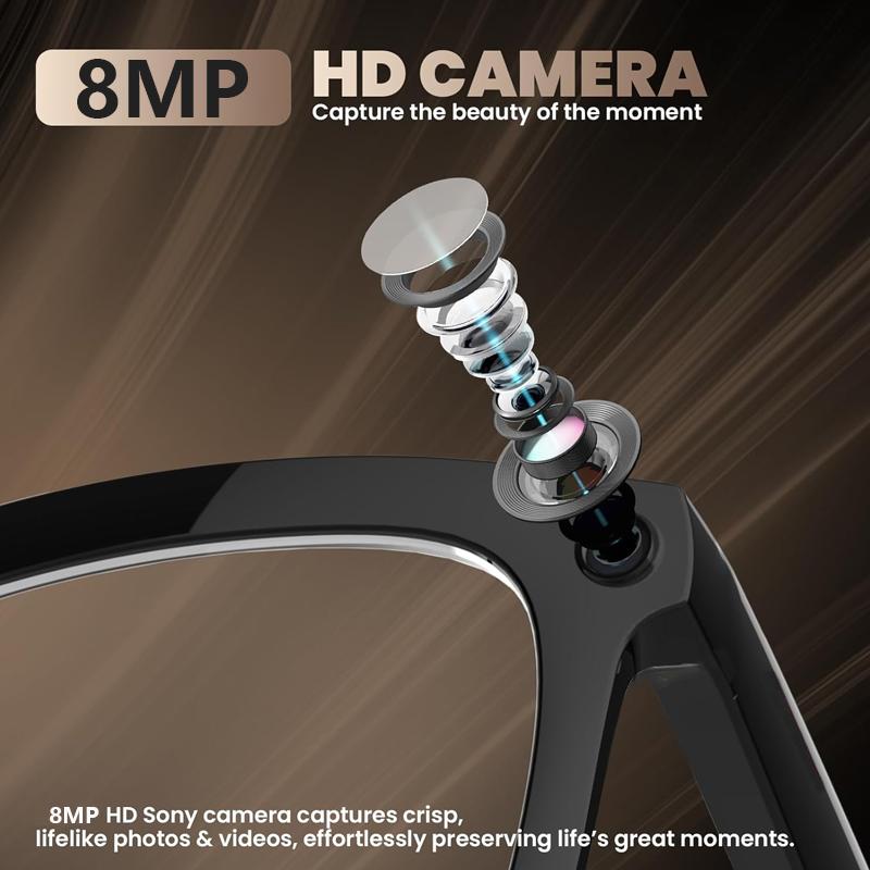 Multifunctional  Smart AI Camera Glasses with 8MP Lenses, Touch-Button Adjustment for Travel & Outdoor , Hands-Free Photography, 140+ Languages Real-Time Translation, Bluetooth Music, Wearable Video Recording, UV Protection