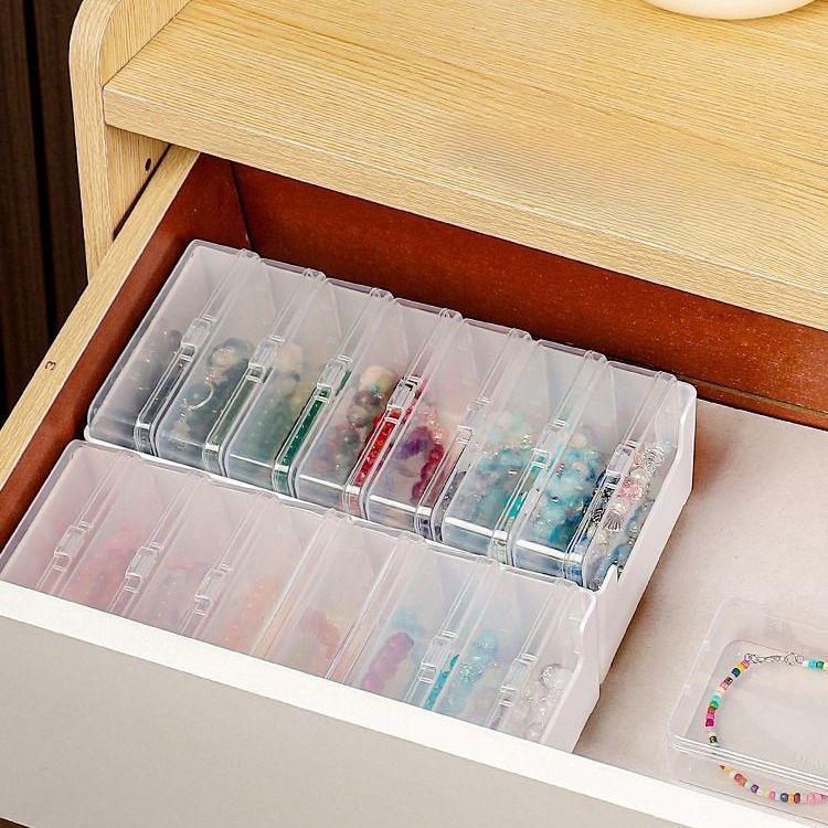 Data Cable Organizer Box for Desktop, Charging Accessories Storage Drawer, Clear Storage Box, Divided Compartments, Modern Home Room Shape and Space Saver, Multifunctional Organizer