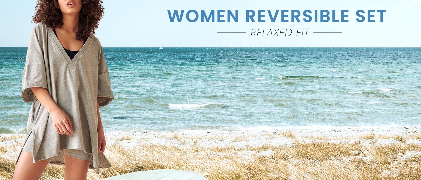 UANEO 2 Piece Outfits Sets for Women Oversized Biker Shorts Sets Hot Shot Reversible Set Tracksuit Womenswear Fallfreshness