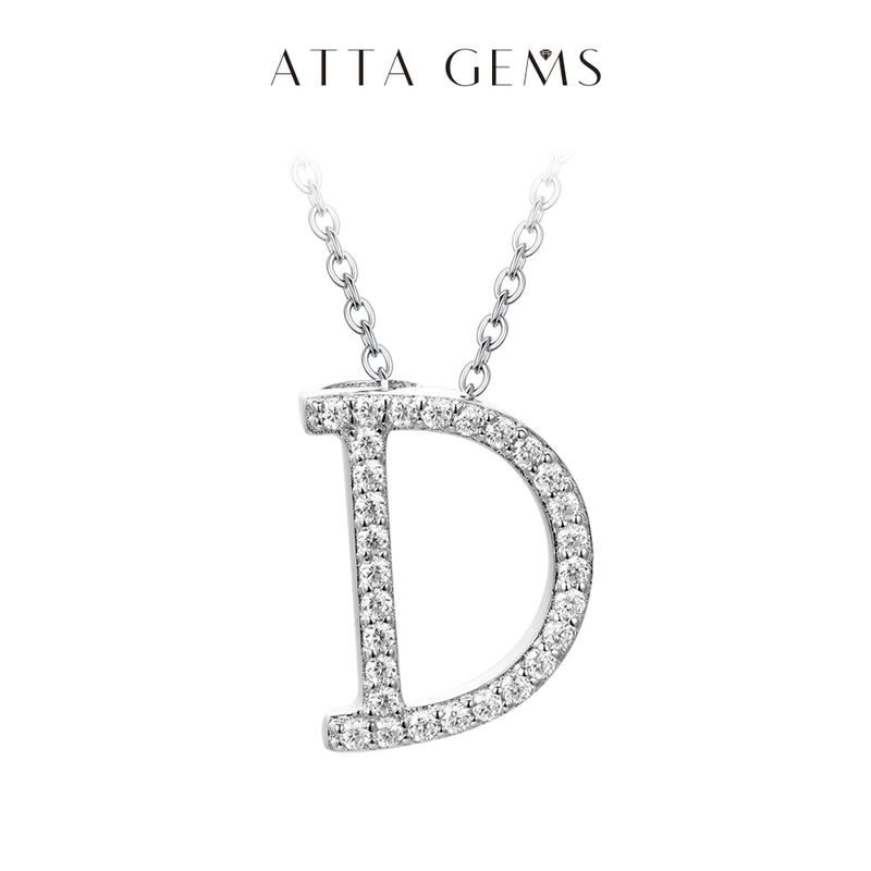 A~Z 26 Letters Necklace Synthetic Moissanite Pendant DIY Design Have Pendant and Chain Free N010