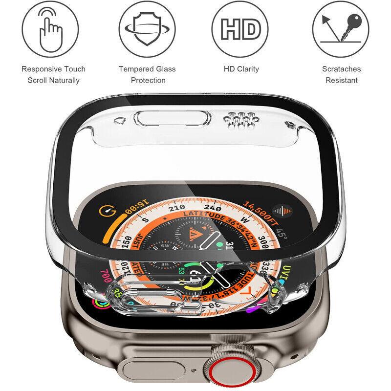 Smartwatch Cover Compatible For Apple Watch iWatch Ultra 3 49mm Ultra-thin PC Shockproof Bumper+Screen Protector Anti-Scratch HD Full Film Tempered Glass Full Cover Protective Case iWatch 49mm Accessories 2025
