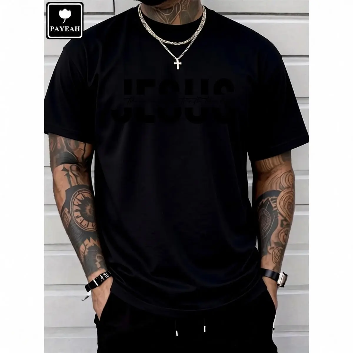 Chic Streetwear Graphic Tee for Men, 'Jesus Is Forever Enough' Custom Print, Heavy Cotton Relaxed Fit Crewneck, Tshirt