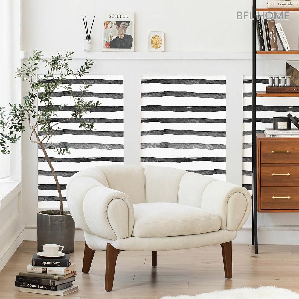1 roll of black striped self-adhesive paper, featuring a minimalist and trendy style, available in multiple lengths, easy to peel and stick, easy to clean, suitable for decorating walls and furniture surfaces.