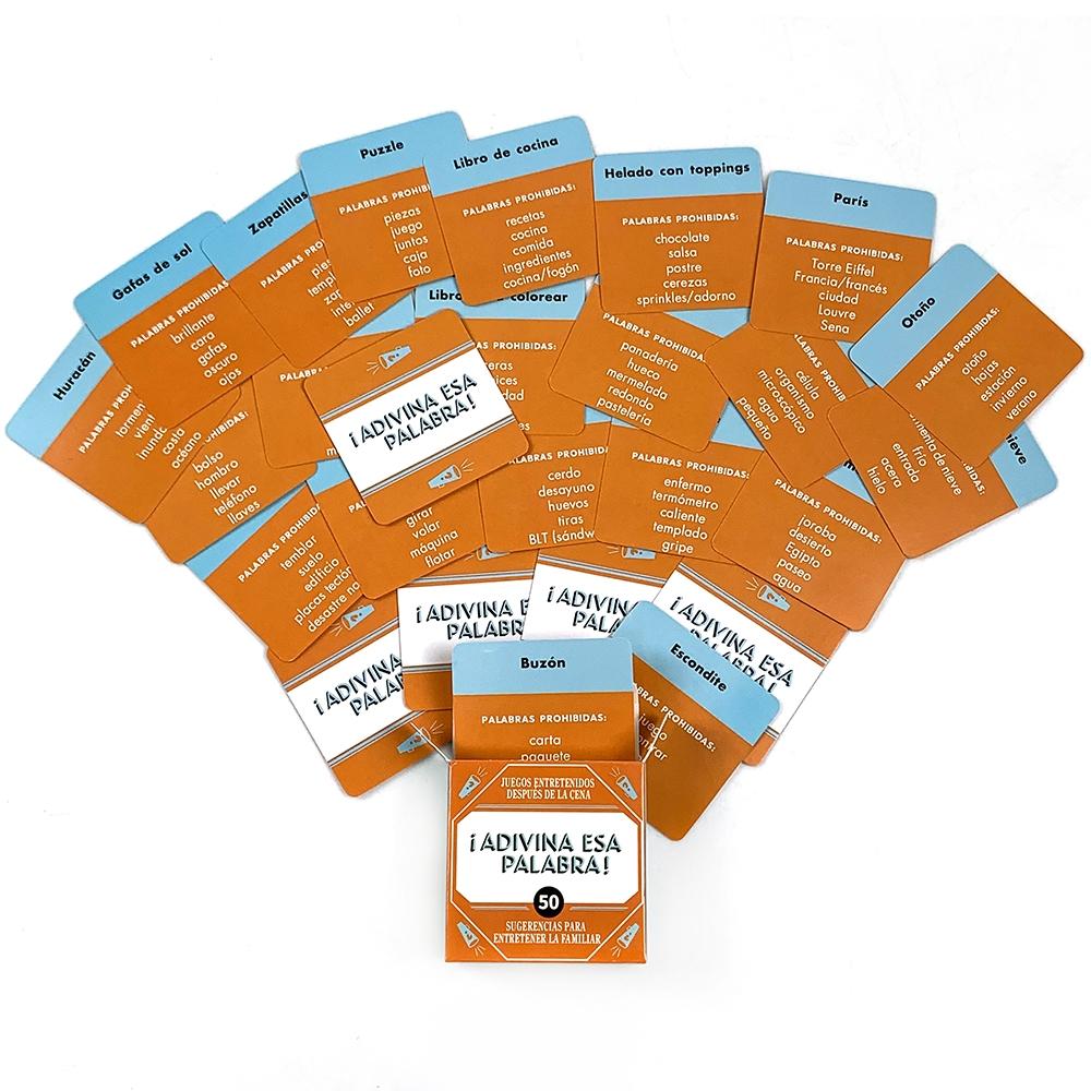 50 Spanish Language Cards, Family Interaction Game, Post-Dinner Card Game, Perfect Gift for Easter, Valentine's Day, Christmas