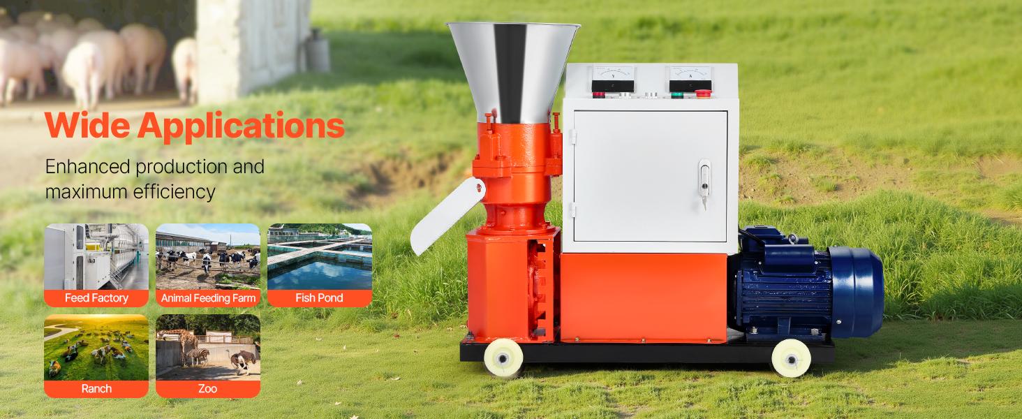 VEVOR Feed Pellet Mill Machine, 4 mm Animal Feed Pellet Making Machine, 3KW 240V Animal Food Granulator Mill Machines with 3 Pressure Rollers 4 Wheels, Ideal for Poultry, Livestock, Farm Animals VEVOR Feed Pellet Mill Machine, 4 mm Animal Feed Pellet Making Machine, 3KW 240V Animal Food Granulator Mill Machines with 3 Pressure Rollers 4 Wheels, Ideal for Poultry, Livestock, Farm Animals
