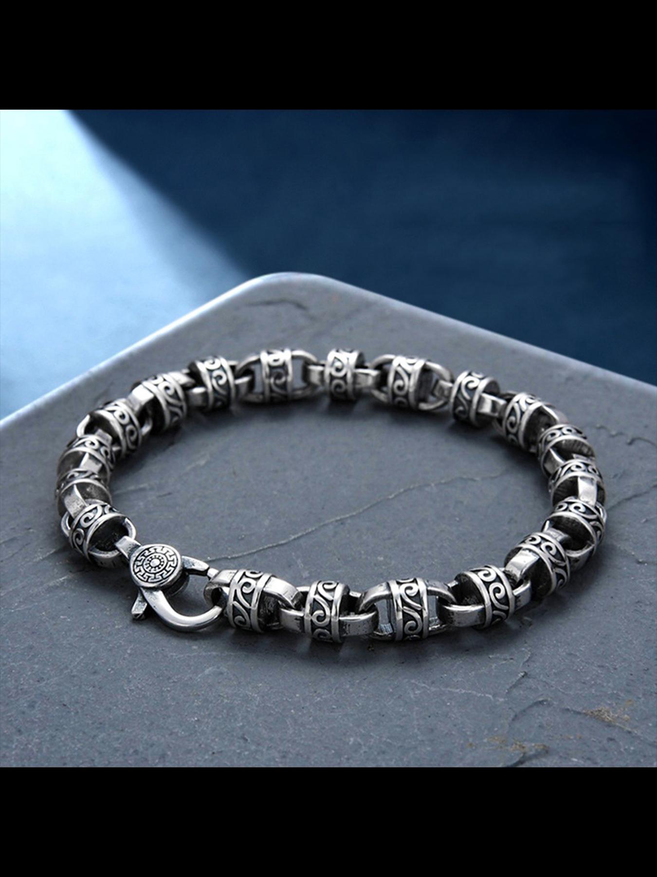 New Han Style Grass Pattern Hand Chain Bracelet, Men's Vintage Jewelry, National Trend, Unique Hip Hop Design, All Seasons Wear