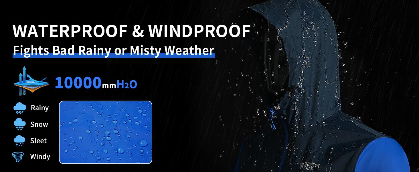 Pioneer Camp Men's Rain Jacket Waterproof with Hood Lightweight Packable Raincoat Rain Shell for Outdoor Hiking Travel