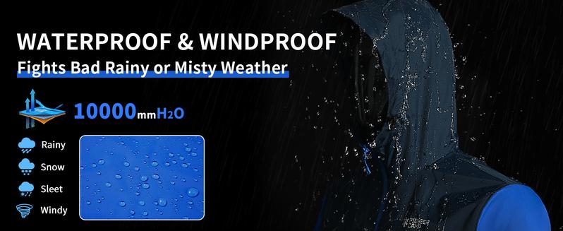Pioneer Camp Men's Rain Jacket Waterproof with Hood Lightweight Packable Raincoat Rain Shell for Outdoor Hiking Travel